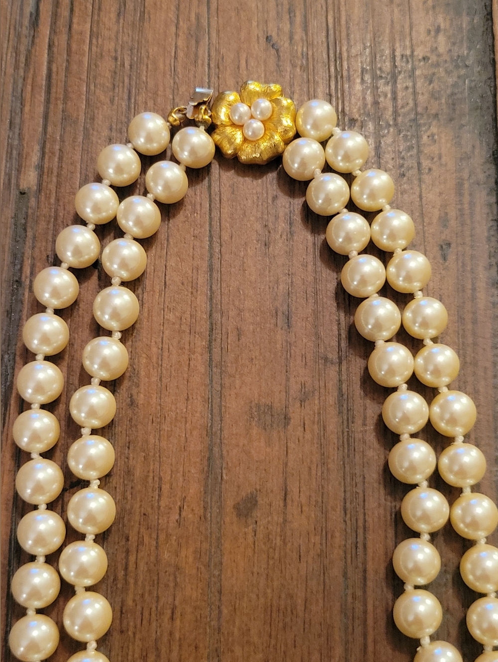 Vintage Two Strand Faux Pearl Necklace